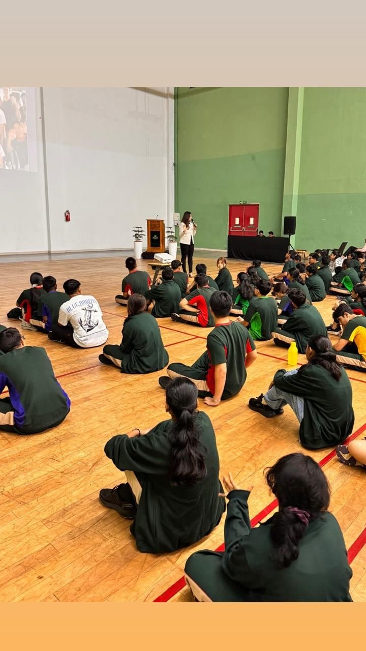 Students in a large group session